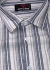 Linen White with Grey Big Patta New Lining Shirt for Men