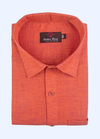 Linen Cotton. Dark Orange Wine Touch Colour For Men's Shirts