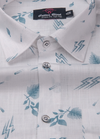 Turkey Linen White Shirt with Sky Blue Floral Print for Men