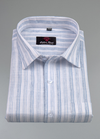 Linen White with Blue New Lining Patta Shirt for Men