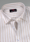 Linen White with Foam Colour Big Stripes Shirt for Men