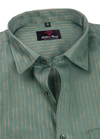 Linen Jute Pista Colour with Golden Line Shirt for Men