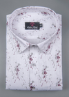 Linen cotton White with Red Mehrun Multicolour Print Mens Shirt