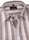 Linen Cream with Light Brown Colour Lining Big Patta Shirt for Men