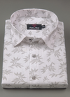 Turkey Linen White Shirt with Grey Floral Print II for Men