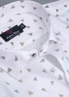 Linen cotton.White with Grey Gold Zimmi Print Mens Shirt
