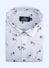 Linen Cotton Turkey Print White With Grey Black Kairi Print Shirts
