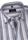 Linen White with Grey Big Patta New Lining Shirt for Men