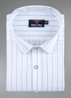 Linen White with Sky Colour Small Patta for Mens Shirt