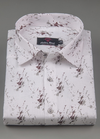 Turkey Linen White Shirt with Grey & Maroon Print for Men