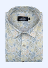 Linen Digital Print Cream With Mehndi Rama Flower Nexus Print Men's Shirt
