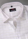 Linen White With Mehndi Colour Checks Shirt For Men