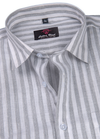 Linen White with Grey Colour Stripes Shirt for Men