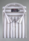 Linen White with Grey Colour Big Patta for Mens Shirt