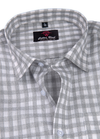 Linen White with Grey Colour Checks Shirt for Men