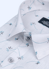Linen Cotton Turkey Print White With Sky Leaf Print Shirts