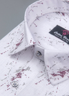 Linen cotton White with Red Mehrun Multicolour Print Mens Shirt