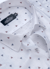 Linen Cotton Turkey Trangle Print White With Red Blue Touch Shirts