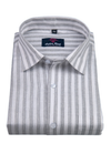 Linen White with Grey Colour Stripes Shirt for Men