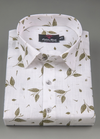 Turkey Linen White Shirt with Mehndi Floral Print for Men