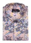Linen Digital Emboss Print Peach with Grey Colour Flower Print Men's Shirt