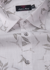 Turkey Linen White Shirt with Grey Floral Print for Men