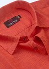 Linen Cotton. Dark Orange Wine Touch Colour For Men's Shirts