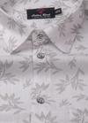 Turkey Linen White Shirt with Grey Floral Print II for Men