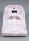Linen White With Maroon Colour Checks Shirt For Men