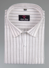 Linen White with Grey Colour Big Stripes Shirt for Men