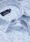 Linen Digital Flower Print Shirt for Men – White with Rama Green Colour