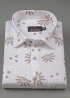 Turkey Linen White Shirt with Grey Rust Print for Men