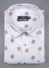 Linen cotton. Print White with Gold Wine Colour Jackson Print Mens Shirt