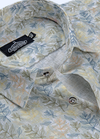 Linen Digital Print Cream With Mehndi Rama Flower Nexus Print Men's Shirt