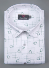 Linen .cotton.White with Midnight Green Colour Small flower Print Mens Shirt