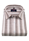 Linen Cream with Light Brown Colour Lining Big Patta Shirt for Men