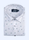 Linen Cotton Turkey Print White With Sky Leaf Print Shirts