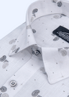 Linen Cotton Turkey Print White With Grey Black Kairi Print Shirts