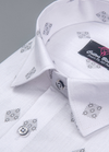 Linen cotton. White with Grey Colour Abrolic Print Mens Shirt