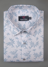 Turkey Linen White Shirt with Blue Floral Print for Men