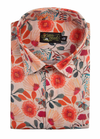 Linen Rusiyano Digital Printed Peach With Dark Orange Flower Print Men’s Shirt