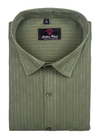 Linen Jute Mehndi Colour with Golden Line Shirt for Men