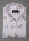 Turkey Linen White Shirt with Grey Rust Print for Men