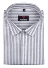 Linen White with Grey Colour Stripes Shirt for Men