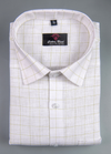 Linen White With Mehndi Colour Checks Shirt For Men