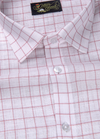 Linen White With Pink Colour Checks Shirt For Men
