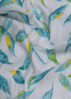 Turkey Linen White Shirt with Sky Blue & Yellow Leaf Print for Men