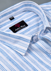 Linen White with Blue New Lining Patta Shirt for Men
