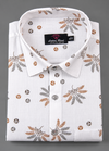 Turkey Linen White Shirt with Grey maroon flower Print for Men