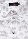Turkey Linen White Shirt with light Grey snowdraift flower print for Men